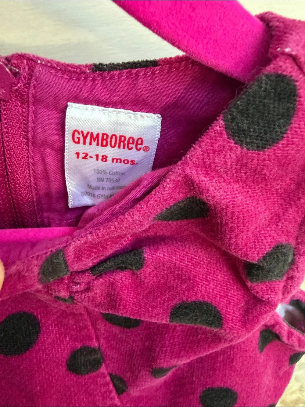 Gymboree Fuchsia Corduroy Polka Dot Dress with Black Dots